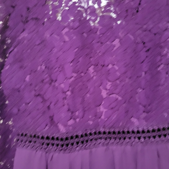 Truth and Fable purple long sleeve lace top gown maxi dress S - Picture 6 of 7